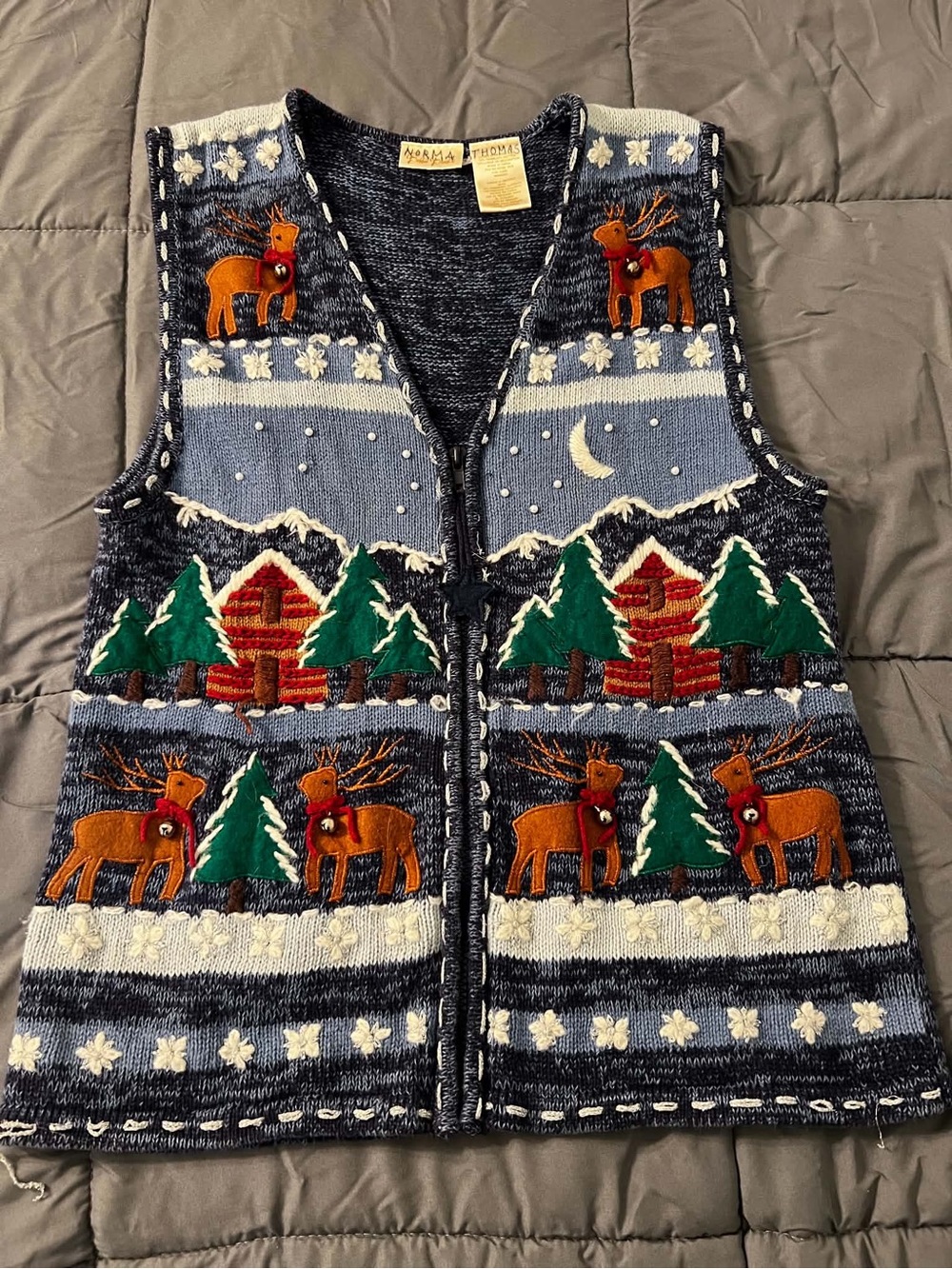 Vintage Bobbie Brooks Holiday Reindeer Knit Vest